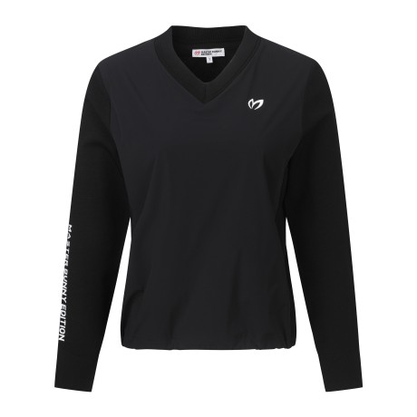 여성 텍스처 블록 심볼 브이넥 니트