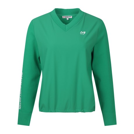 여성 텍스처 블록 심볼 브이넥 니트