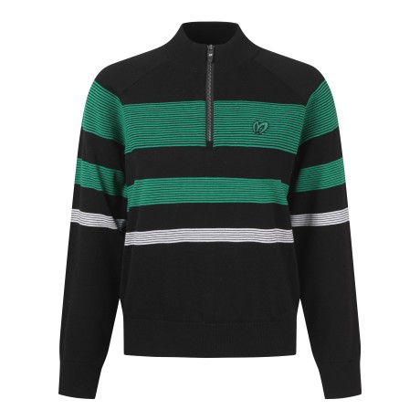 여성 스트라이프 하프집업 니트