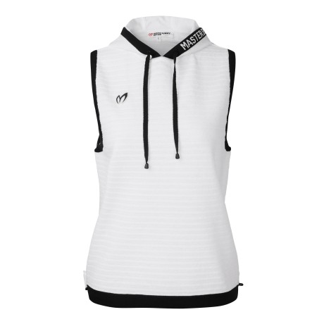 여성 레터링 후드 부클 니트 베스트