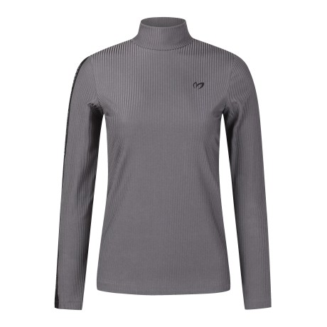 여성 모크넥 루버 로고 골지 티셔츠