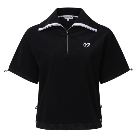 여성 하이넥 테리 반팔 티셔츠