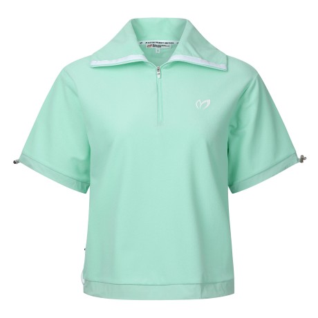 여성 하이넥 테리 반팔 티셔츠