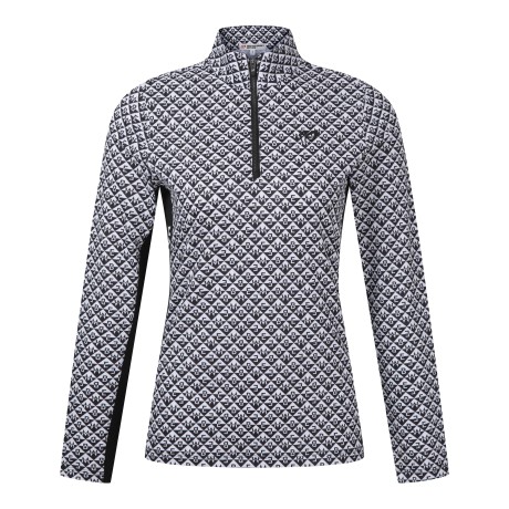 여성 컬러 블록 로고 패턴 하프 집업 티셔츠