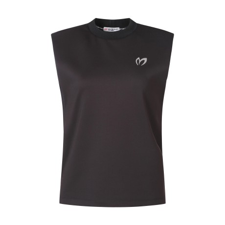 여성 입체 로고 슬리브리스 티셔츠