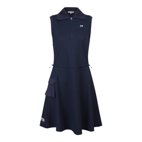 여성 하프 집업 칼라 슬리브리스 원피스