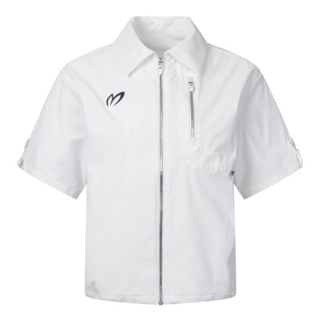 여성 도트 로고 칼라 반팔 점퍼