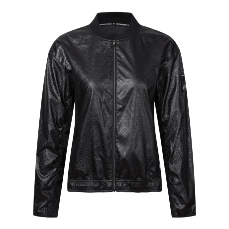 여성 메쉬 블록 로고 패턴 집업 점퍼