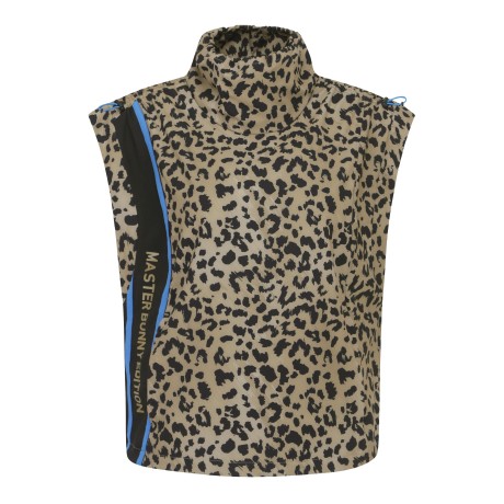 여성 레오파드 로고 스트링 하이넥 베스트