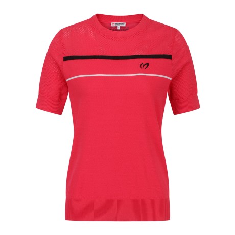 여성 와플 블록 라인 반팔 스웨터