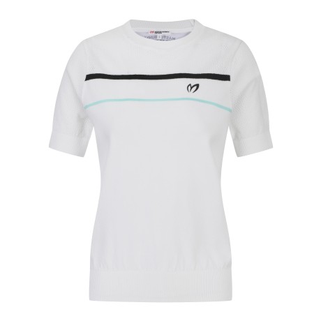 여성 와플 블록 라인 반팔 스웨터