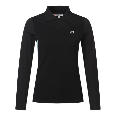 여성 사이드 컬러 라인 칼라 니트 탑