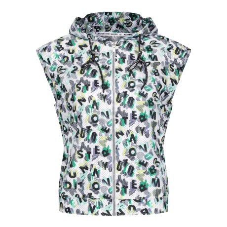 여성 레터링 패턴 메쉬 믹스 후드 집업