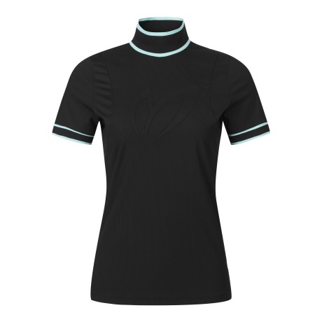 여성 컬러 라인 엠보 심볼 골지 티셔츠