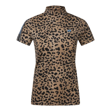 여성 레오파드 로고 라인 반팔 티셔츠