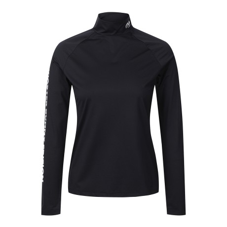 여성 모크넥 로고 슬리브 티셔츠