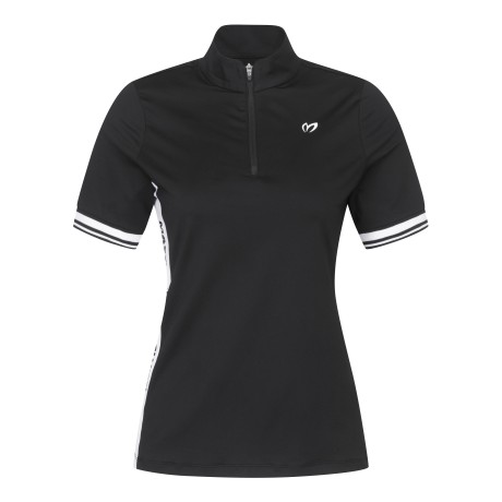 여성 사이드 블록 하프 집업 반팔 티셔츠