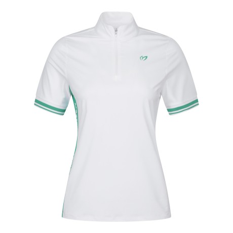 여성 사이드 블록 하프 집업 반팔 티셔츠