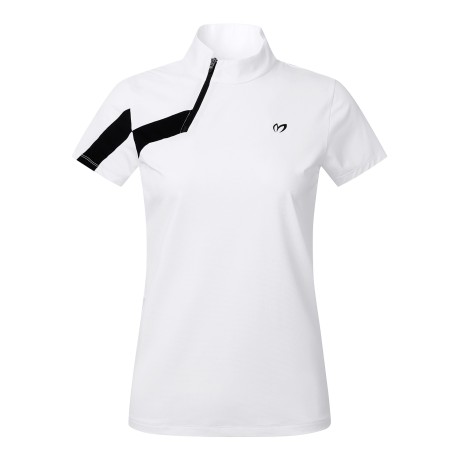 여성 사이드 하프 집업 반팔 티셔츠