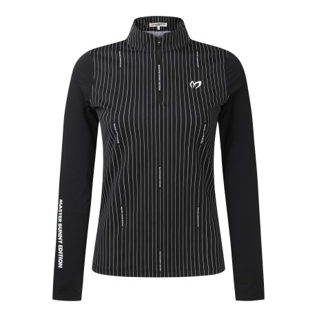 여성 로고 스트라이프 하프 집업 티셔츠