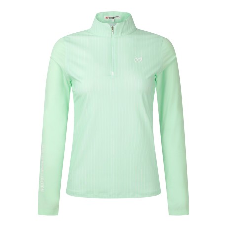 여성 로고 스트라이프 하프 집업 티셔츠