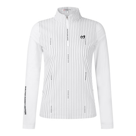 여성 로고 스트라이프 하프 집업 티셔츠