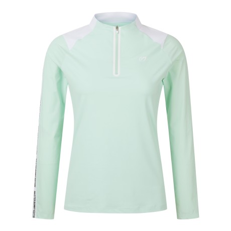 여성 로고 라인 하프 집업 긴팔 티셔츠