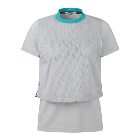 여성 메쉬 레이어 반팔 티셔츠