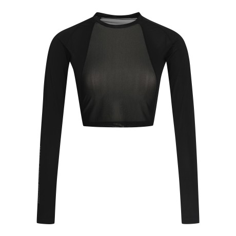 여성 메쉬 믹스 로고 크롭 탑