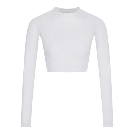 여성 메쉬 믹스 로고 크롭 탑