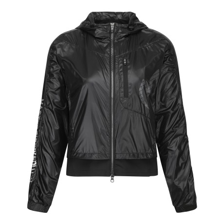 여성 레이어드 유광 후드 집업