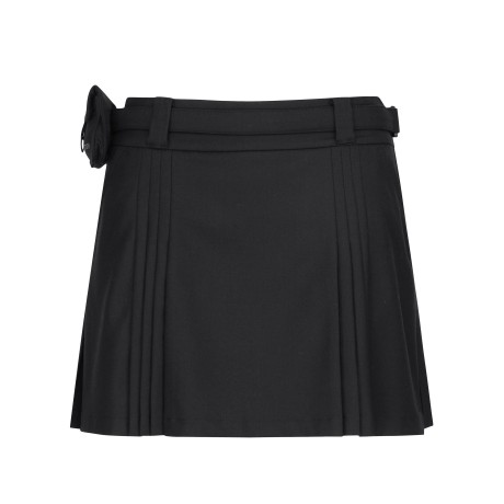 여성 플리츠 믹스 A라인 벨티드 스커트