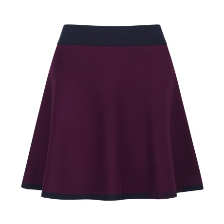 여성 로고 배색 플레어 니트 스커트