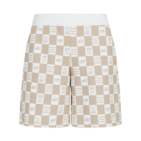 여성 로고 체커보드 하프 스웻 팬츠