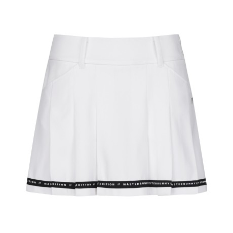 여성 배색 테이프 백 밴딩 플리츠 스커트