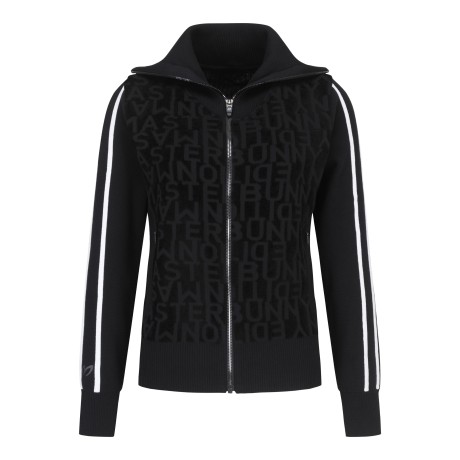 여성 로고 배색 하프넥 집업 가디건