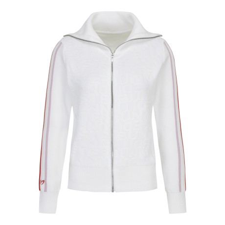 여성 로고 배색 하프넥 집업 가디건