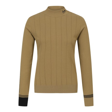 여성 백 로고 라인 모크넥 스웨터