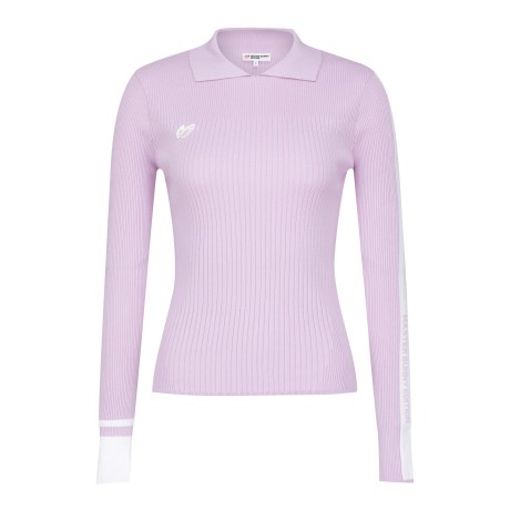 여성 슬리브 컬러 블록 칼라 골지 니트