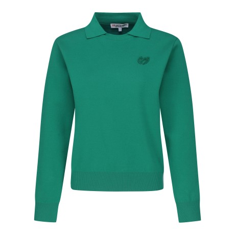 여성 컬러 라인 카라 스웨터