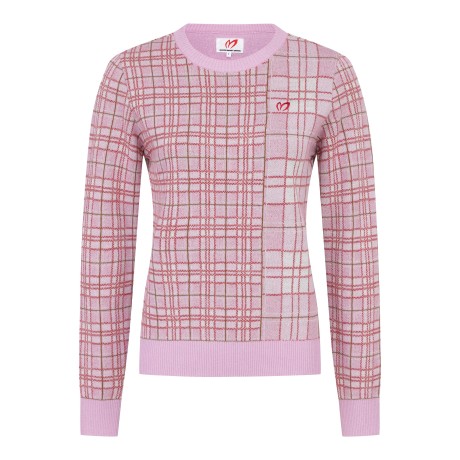 여성 체크 자카드 니트