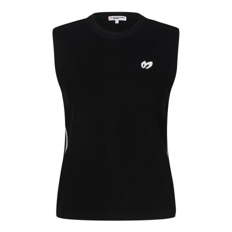 여성 백 로고 컬러라인 니트 베스트