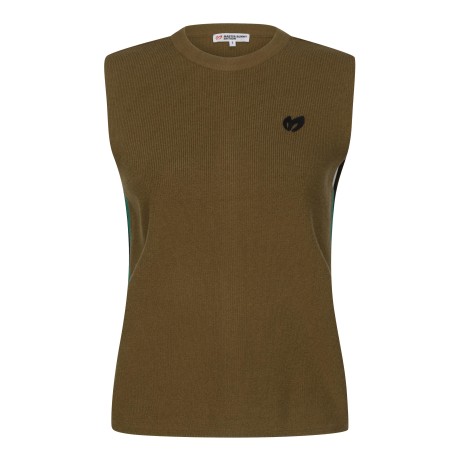 여성 백 로고 컬러라인 니트 베스트