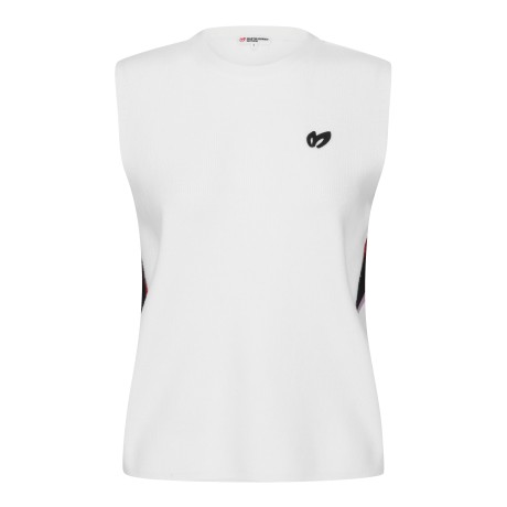 여성 백 로고 컬러라인 니트 베스트