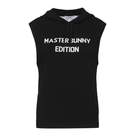 여성 로고 자카드 후드 니트 베스트