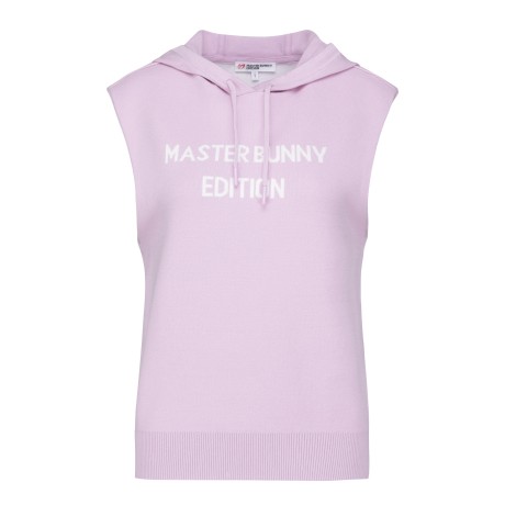 여성 로고 자카드 후드 니트 베스트