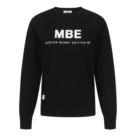 여성 컬러 배색 레터링 크루넥 니트