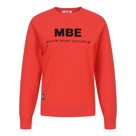 여성 컬러 배색 레터링 크루넥 니트