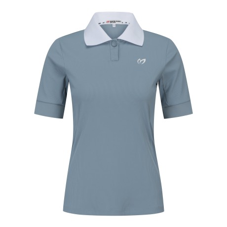 여성 배색 카라 골지 반팔 티셔츠