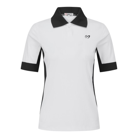 여성 배색 카라 골지 반팔 티셔츠